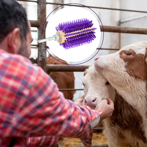 Willinglong 2 Pcs 4 Inches Livestock Mini Drill Scratch Brush Purple Brush Grooming Kit Suitable for Cattle, Cows, Horses, Sheep and Pigs - size: 4 Inch