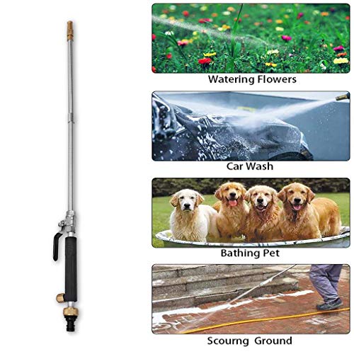 Hydro Jet High Pressure Power Washer-high pressure cleaning tool Extra Long Extendable Wand,Flexible Water Hose Universal Nozzle,Gutter Patio Car Pet Window Cleaning tool black - color: Black