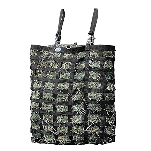 Horse Tough Super Tough Bottom Three Sided Slow Feed Hay Bag Opening 3" X 3" Size 22" X 25.5" X 9" - color: Black