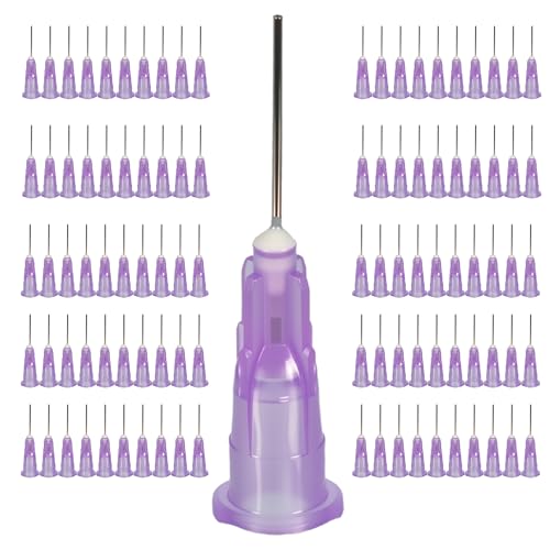 100pcs 24G blunt tip glue dispensing nozzles Blunt-nosed needle glue applicator, used for applying industrial liquids, adhesives, inks, perfumes, lip glosses.0.5 inches - size: 24G 100pcs