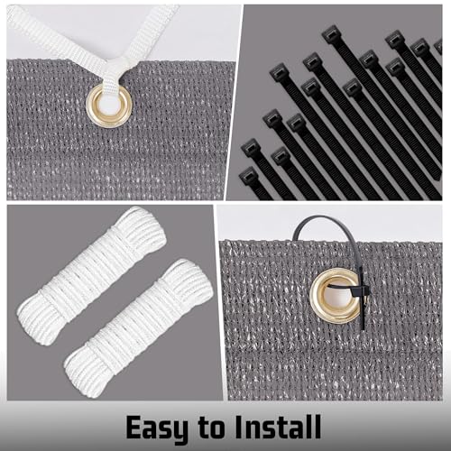 SUNNY GUARD Shade Cloth 4x8 FT Sun Shade, Dark Grey (We Customized) | 90% UV Block HDPE Sun Shade Screen Fabric Tarp with Grommets for Pergola, Backyard & Garden, Custom Sizes - color: Dark Grey, size: 0 4'×0 8'（4FTx8FT)