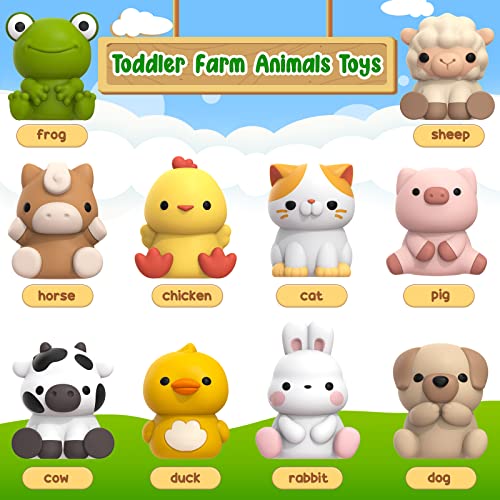 Farm Animal Toys for Toddler 1-3 Year Old, Montessori Toy Gift for Boy Girl | 10 Farm Animal Toys & 10 Barns, Counting, Matching & Sorting Educational Sensory Toys, Christmas Birthday Gift for Baby 1-3 - style: Farm