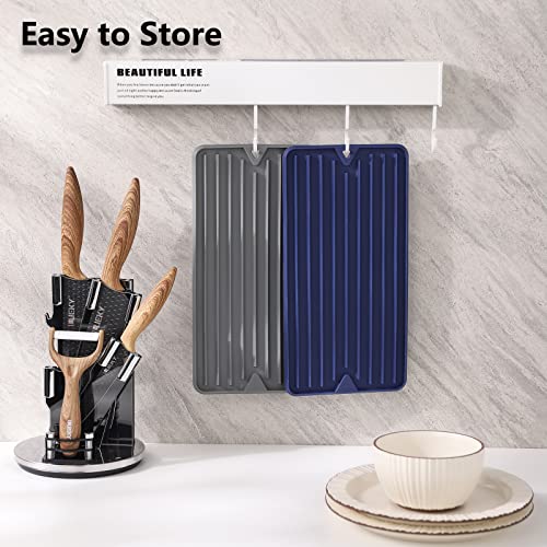 Mini Silicone Dish Drying Mat, Flexible & Thick, 6" x 12", Blue | For Kitchen Counter and Bathroom, Heat Resistant, Countertop Protector, Non-Slip, For Coffee Cup/Bottle/Glassware - size: 6" x 12"
