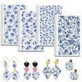 OLYCRAFT 24Pcs 4 Styles Blue Flower Clay Transfer Paper for Polymer | Blue Porcelain Flowers Polymer Clay Transfer Sheets, Floral Small Transfer Paper Decal for Clay Earrings Jewelry Making - style: Porcelain Flower