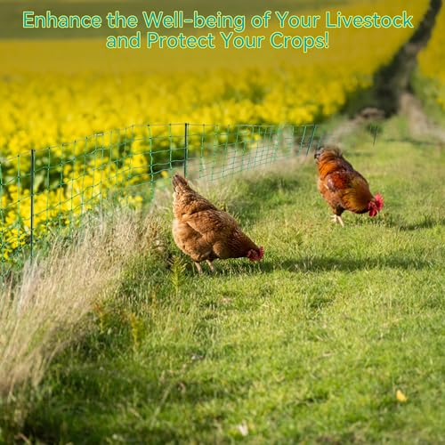 PPOLB Electric Poultry Fence Netting - 164'L x 41.5" H, Portable Movable Nets Mesh for Chickens, Ducks, Geese, Rabbits, Electric Fencing for Backyards, Homesteaders, Farms Ranches, and Gardens - size: 164'L x 41.5"H Poultry