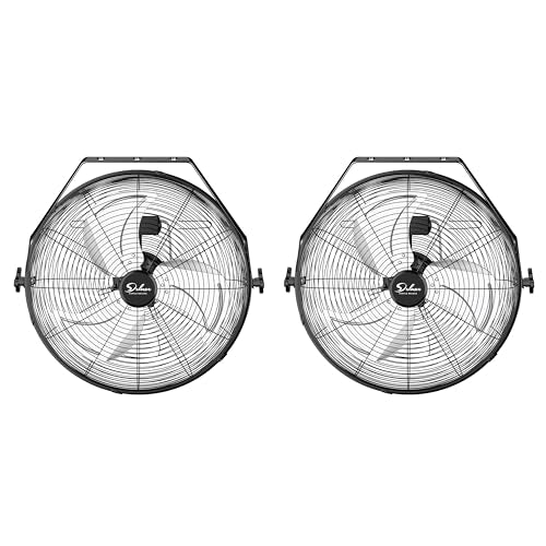 Simple Deluxe 20 Inch High Velocity 3 Speed, Black Wall-Mount Fan - size: 20 Inch, style: 2 Pack