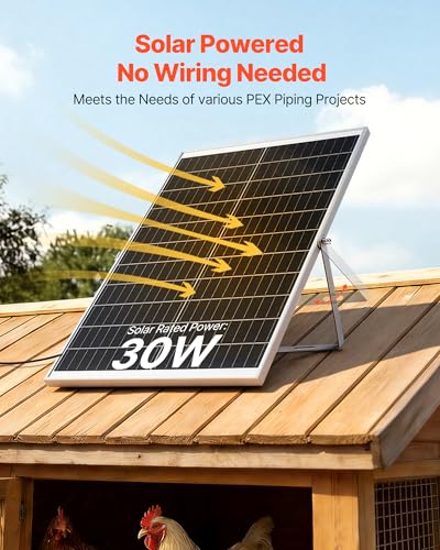 VEVOR Solar Powered Fan, 30W Solar Panel with 2 Fans, Adjustable Solar Panel Angle, 2668 RPM High-Speed, Flexible Installation, Fast Air Exchange for Greenhouse, Grow Tents, Chicken Coops, Shelters - size: 4.7" Fan×2 -30W
