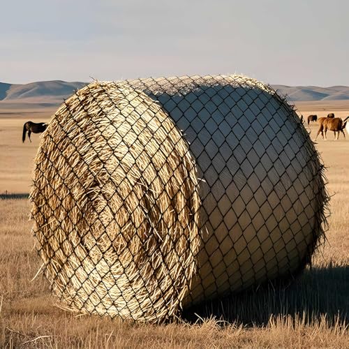 Large Round Bale Hay Net, Slow Feed Knotless Design Hay Net Feeder for Livestocks,Heavy Gauge Large Hay Net for Horses, Cattle, Sheep in Farms and Pastures, 1.75-inch Mesh (6×6ft) - color: 6×6 ft