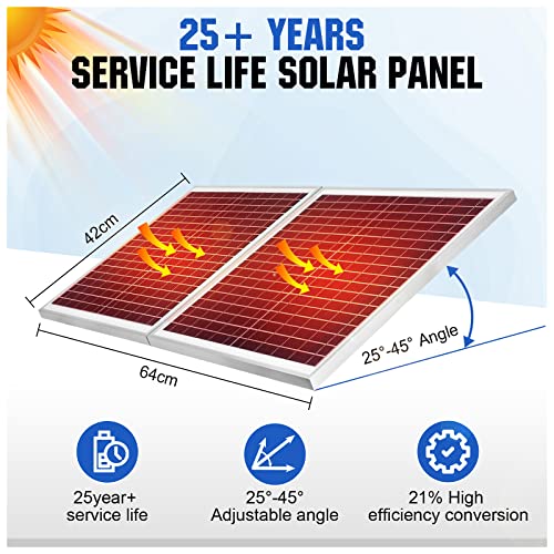 ECO-WORTHY 25W Solar Powered Attic Ventilator Gable Roof Vent Fan with 30W Foldable Panel - Fans for Home Attic, Greenhouse, RV or Outdoor, Ready-to-Use Fan,