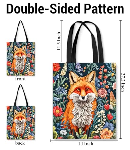 Vintage Botanical Animal Canvas Tote Bag for Women, Aesthetic Floral Animal Reusable Shoulder Bag for Shopping - color: 14