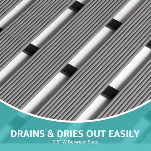 OTHWAY Large Shower Mat, 35.4 x 24 Inch No Suction Cup Shower Mat Non Slip, Quick Drain Large Non Slip Shower Mats for Inside Shower, Heavy Duty Curlable PVC Shower Floor Mat, Dark Grey - color: Dark Grey