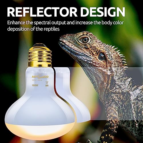 REPTI ZOO Dual Reptile Light Fixture Reptile Heat Lamp Combo Pack, 100W UVA Daylight Basking Spot Light and 26W UVA UVB Reptile Light Energy Saving Spiral Compact Lamp UVB Bulb 5.0 - style: Tropical UVB & HEAT Dual Dome Lighting Kit