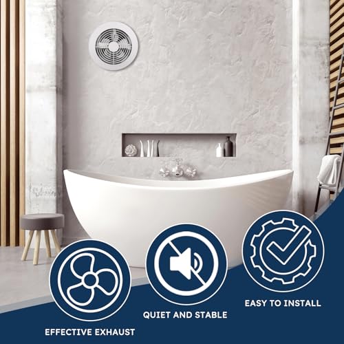 Quini 6-Inch 512M Through Wall Exhaust Fan, 80 CFM 4.0 Sones, Bathroom Wall Exhaust Fan, Kitchen Ventilation Fan, 6-inch Diameter Vent, Retractable Duct, One-Year Warranty