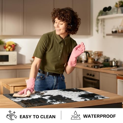 Tyrot Cowhide Kitchen Mat Cushioned Anti Fatigue, 17.3x60 | 4/5 Inch Thick, Western Cow, Bevel Edge, Non Slip PVC Waterproof, Standing Desk Ergonomic Comfort Rugs for Sink, Laundry - size: 59"L x 17.3"W x 0.5"Th