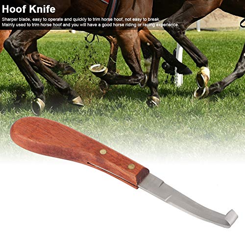 Hoof Knife for Horse Hoof Trimming 45 Steel Material Ergonomic Wooden Handle 22.5cm for Cattle Goat Sheep, Smooth Glide Dual Sided Reduces Hand Fatigue for Livestock