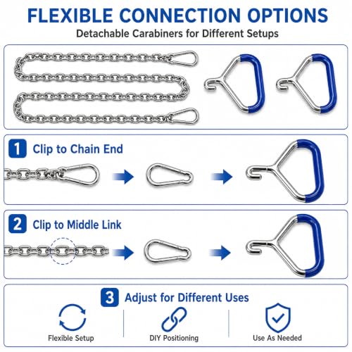 60-Inch Calf Pulling Chain Set, 304 Stainless Steel, 2 Handles, Carabiners | 304 stainless steel; detachable carabiners clip to chain ends or any link for flexible setups; for cows, cattle and goats