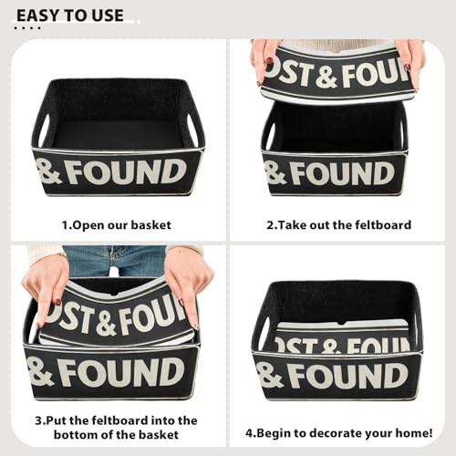 Storage Baskets Felt Foldable Storage Cube Shelf Bins Organizer Box for Kids Toys Office Bedroom Closet Babies Nursery 2-Pack (Lost & Found Black) - color: Lost & Found Black