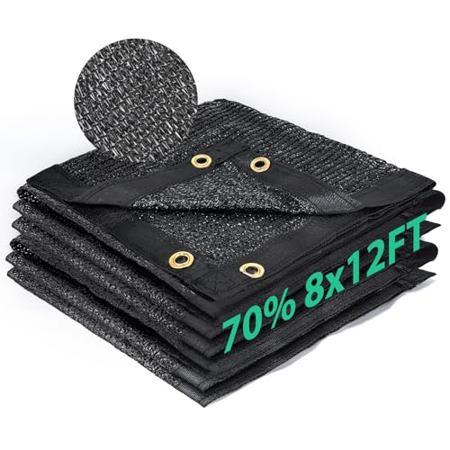 Kesfitt 70% Shade Cloth 8x12 ft, Breathable HDPE Mesh Sun Shade Tarp for Garden & Greenhouse, UV Resistant Outdoor Shade Fabric with Copper Grommets for Plants, Patio, Yard - size: 8ftx12ft, style: 70% Shading Rate