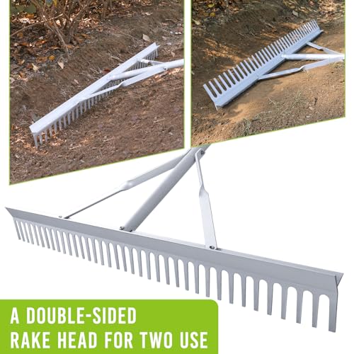 36 Inch Aluminum Landscape Rake | Garden Rake, Heavy Duty, Metal Construction, Loosening Soil - style: 36 Inch Landscape Rake