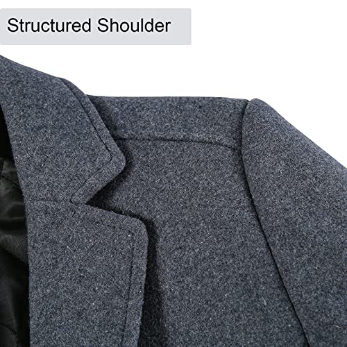 BOJIN Mens Trench Coat Wool Blend Top Pea Coat Winter Long Single Breasted Classic Stylish Business Overcoat - color: Bj04 Grey, size: Small