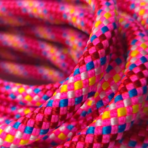 8mm Accessory Cord 6M (20ft) UIAA Rock Climbing Rope 14Kn High Tensile Strength Rock Climbing Accessories Cord Double Braid Nylon Cord for Mountain Tree Climbing, Canyoneering,Fire Rescue - size: 20FT, style: 8mm-Pink