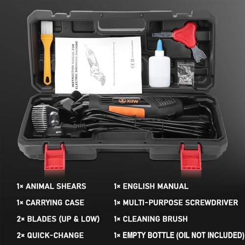 XIIW Sheep Shears 550W, Professional Electric Sheep Clippers, 6 Speeds | Farm Livestock Grooming Kit with 2 Sets of Blades, Heavy Duty Sheep Trimmer for Goats Cattle Thick Hair Dog Horse Animals - size: 550W Sheep Shears