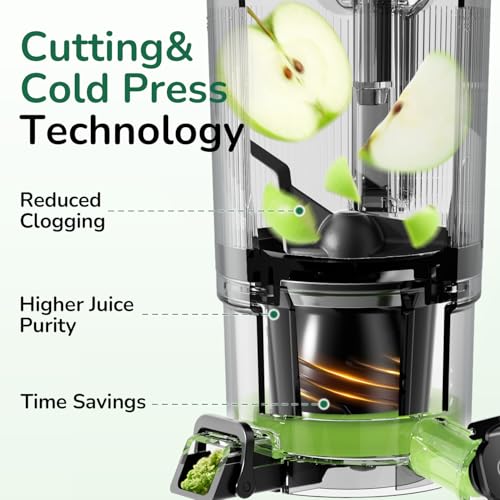 Canoly 3-in-1 Cold Press Juicer C16, Makes Juice & Sorbet & Nut Milk | 6" Extra Wide Feed Chute, Powerful AC Brushless Motor, Self Precut System, Juicer Machines with BPA-Free (Space Gray) - color: Space Gray