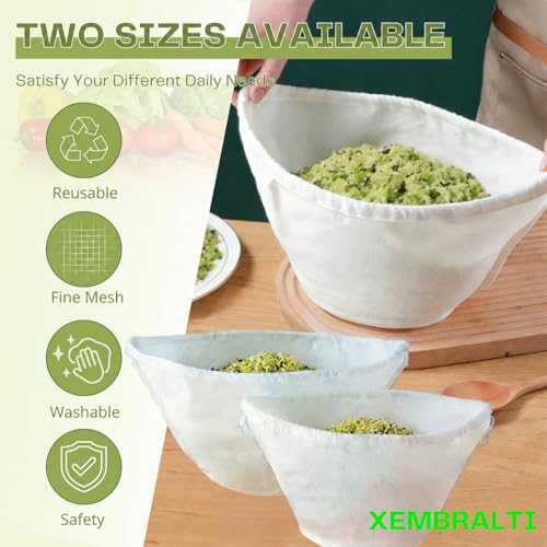 XEMBRALTI Reusable Fine Mesh Cotton Strainer Bag, Cotton Filter Bags for Cheese, Nut Milk Brewing, Yogurt Coffee Tofu Tea & Juice Extraction, Food Grade Filtration Bag (Large-3 Pcs) - size: Large-3 Pcs