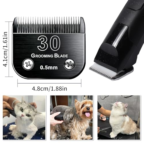 3 Pcs Size 30# Detachable Dog Grooming Blades, Compatible with Andis, Oster A5, Wahl KM10 Series Clippers, Cut Length 0.5mm, Black (30# 0.5mm, 3Pcs) - size: 30# 0.5mm, 3 Pcs