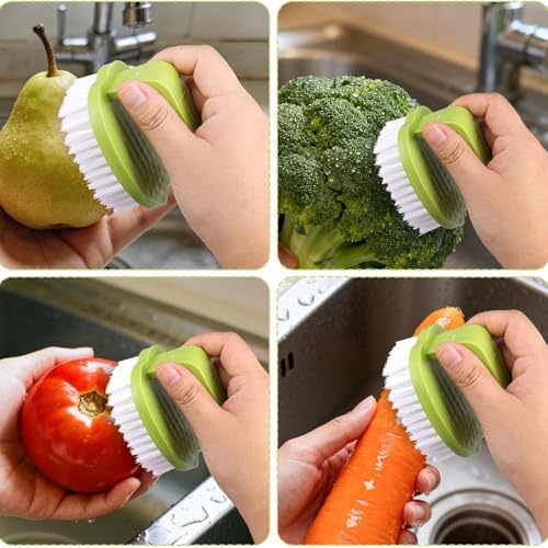 Vegetable Scrubber Brush Anti-Slip Handle Brush Cleaner | Handy Kitchen Gadget for Dish, Fruit, Potato, Egg, Food, Pot, Pan, Cooking, Kitchen, Bathroom, Tile, Sink, Washing, - color: Green