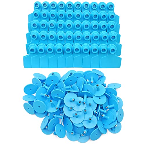 Blank Ear Tags 100 Pieces Livestock Identification Cards Blank Livestock Ear Tags for Cattle Cow Pig Goat Sheep Dog (Blue) - color: Blue