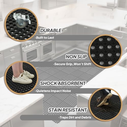 ROVSUN Rubber Floor Mat with Holes, Anti-Fatigue/Non-Slip Drainage Mat, for Industrial Kitchen Restaurant Bar Bathroom Utility Garage Pool Entry Door Mat, Indoor (36'' x 36'' Black 1Pcs)