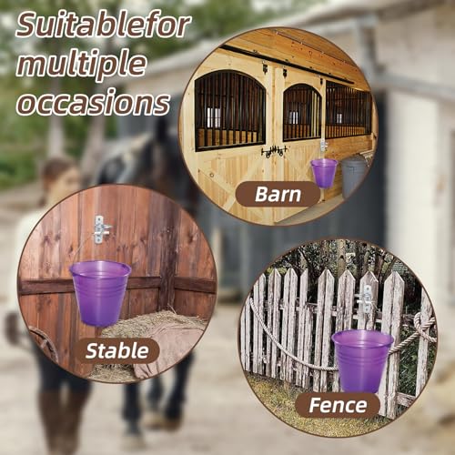 6 Pcs Bucket Hooks for Horses Metal Equestrian Water Bucket Hook Hangers Horse Stalls Feed Barn Farmhouse Supplies,Silver