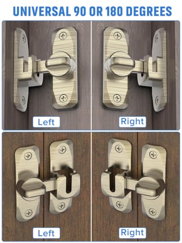 90/180 Degree Flip Barn Door Lock, Sliding Door Latch, Bronze-4PCS | Protect Privacy - Security Lock, Small Gate Latches Hardware for Barn, Garden, Bathroom, Cabinet, Window - color: Bronze-4PCS
