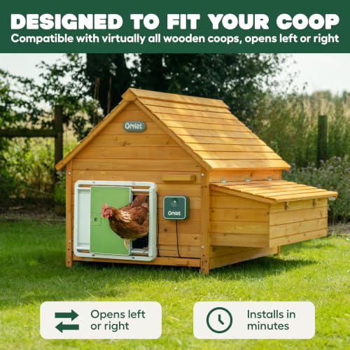 Omlet Smart Automatic Chicken Coop Door Opener | WiFi & App Control | Light Sensor or Timer | Built-In Safety Sensors | Weatherproof | Battery or Plug-In Power | Alexa & Google Home Compatible | Green - color: Smart Green