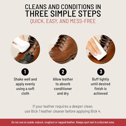 Bick 4 Leather Conditioner & Cleaner, Won't Darken Boots, Couch, Bags 16 oz | Made in USA, For Shoes, Furniture, Jackets, Auto Interiors, Apparel & Accessories - size: 16 oz