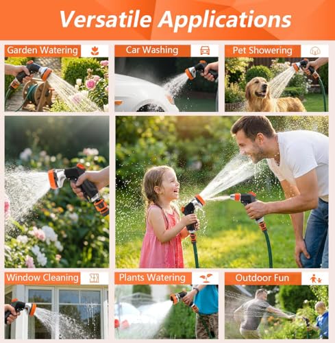 2 Pack Garden Hose Nozzle High Pressure 10 & 2 Water Hose Nozzle | Rust-Proof Thumb Flow Control, Leak-Proof 3/4" NH Fitting, Ideal for Car Washing, Lawn Watering, Garden Care & Patio Cleaning