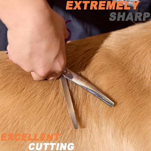 High-end Professional Dog Grooming Curved Thinning Scissors Teeth Blending Shears Pet Texturizing Thinner Blender Shears 7 Inch Extremely Very Sharp Made Of Stainless Steel Alloy For Dog Cat Groomer - color: 7inch Curved Thinning Shears