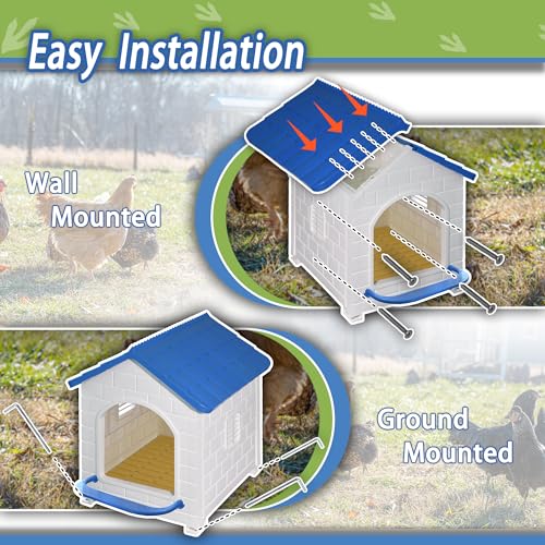 Chicken Nesting Box for Laying Eggs 1/2/3 Pack Large Easy to Assemble Hen Plastic Nesting Box with Washable Nesting Pad for Chicken Coop Wall or Ground Mounted (1 Pack) - size: 1 Pack