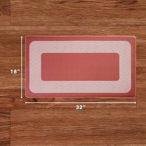 Chef Gear Hettie Anti Fatigue Cushioned Kitchen Mat 18"x32" Red - color: Hettie Herringbone Red, size: 32"L x 18"W x 0.3"Th