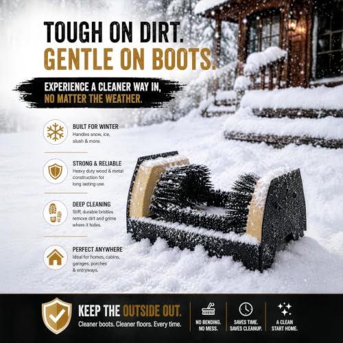 Deluxe Metal and Plastic Frame Shoe Cleaner and Boot Scraper, Portable or Floor-Mounted Scrubbing Brush for Outdoor Use, Removes Mud, Snow and Sand - Ideal for All Boot and Shoe Sizes, Deluxe - size: Deluxe