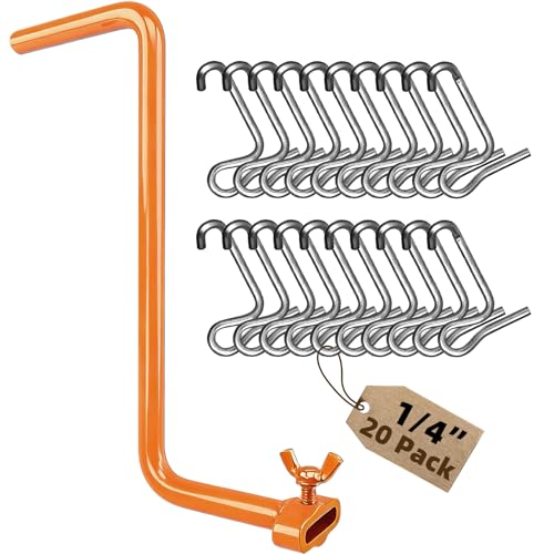 Fence Wire Tightener, 20PCS 1/4" 6mm Fence Tightener Clips and 1PCS Handle | 1/4" Barb Wire Tightener, Fence Wire Twisting Tool, Fence Wire Tensioner for Farm & Garden, Barb Wire Tensioning Fixer - color: 6mm20PCS+Tightener Handle