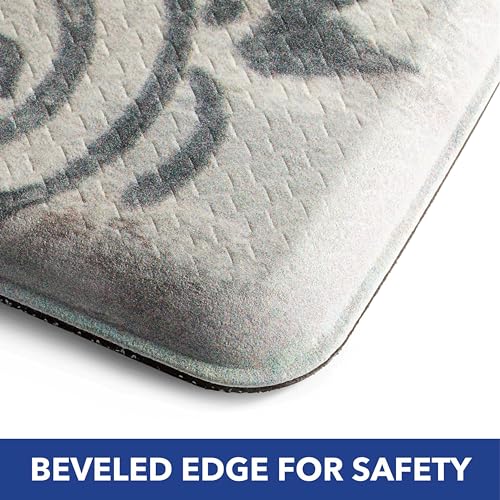 Cozy Living Anti-Fatigue Kitchen Mat, Grateful Floral 17.5"x30" - color: Grey/Cream, size: 18"L x 18"W x 0.5"Th