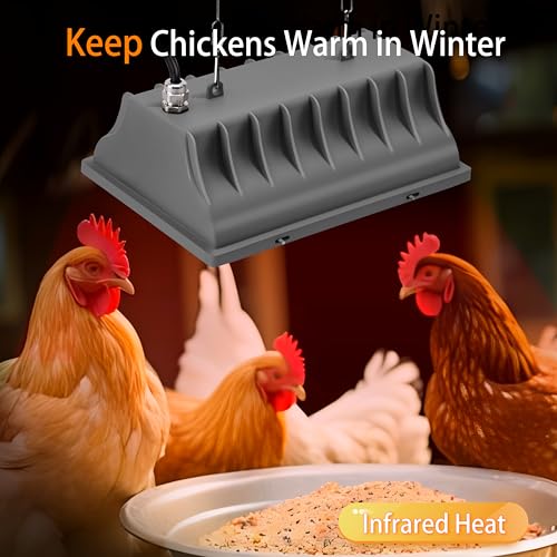 Chicken Brooder Heater Lamp 175W Brooder Heating Plate for Chicks Hanging Light Heated Adjustable Temp & Height with Anti-Fall Aluminum Alloy Lamp Shade Suitable for Chickens, Ducks, Poultry (grey) - color: Gray