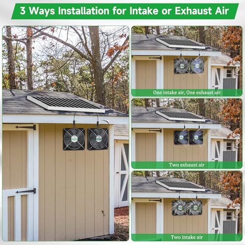 blessny Waterproofed 5.5" Solar 2 Fan Kit for Outside Intake or Exhaust air | 25W Solar Powered Fans for Chicken Coops, Greenhouses, Shed, Pet House Air Ventilation - size: 5.5" 2 Fan Kit