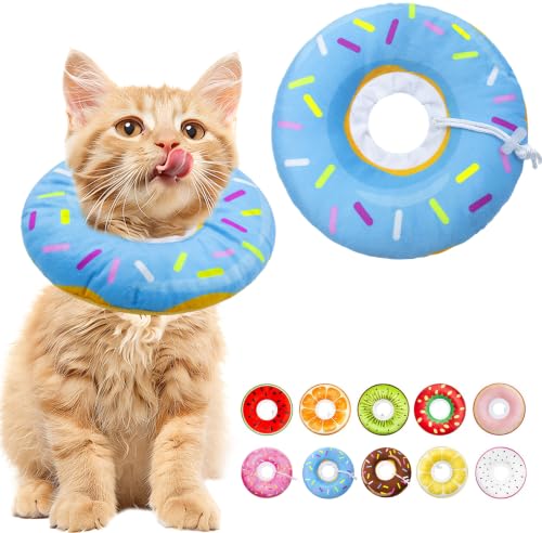 Cat Cone Collar Soft, Adjustable Cat Recovery Cone (Blue, S) | Stop Licking, Cute Kitten Donut Collar After Surgery, Elizabethan Collars for Kittens, Lightweight Cats Neck Cones - color: Blue, size: Small