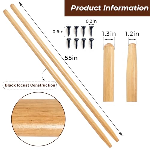 55 Inch Black Locust Shovel Handle Replacement - Extra Long Hardwood Handle for Shovel, Rake, Hoe, Pitch Fork, Digging Fork & Broad Fork Garden Tools,1.4inch Diameter（2pcs