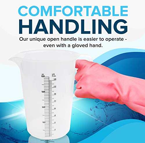 ACCUPOUR 32oz (1 quart) Measuring Pitcher, Plastic, Multipurpose - Great for Chemicals, Oil, Pool and Lawn - Ounce (oz) and Milliliter (mL) Increments (1000 mL) - size: 32oz
