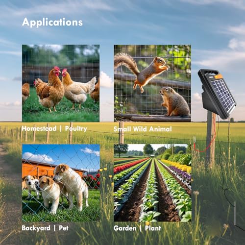 FenceMate 10 Miles Range Solar Fence Charger 0.2J for Containment | Livestock,Poultry,Pet,Hobby Farming, Portable Energizer for Exclusion of Rodent, Nuisance, Day&Night, All-Weather Protection