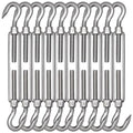TooTaci 10PCS M10 Turnbuckle, 304 Stainless Steel Turnbuckle Hook and Hook | Turnbuckle Wire Tensioner, 660 lb Heavy Duty Adjustable Turnbuckles for Cables Wire, Cable Tightener, Trampoline, Tent, Tarps - size: M10 CC-10Pcs